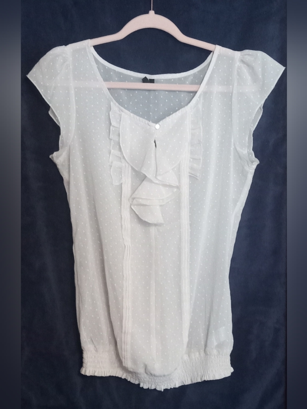Cream Ruffle Front Cap Sleeve Top